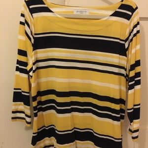 LIZ Claiborne 3/4 sleeve multi colored striped tee
